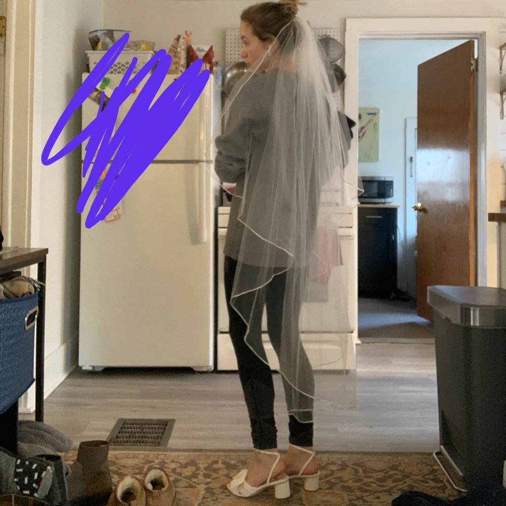 Etsy Diamond white waltz length veil with satin trim